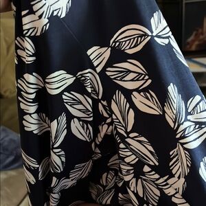 Navy and White Leaf Print Dress